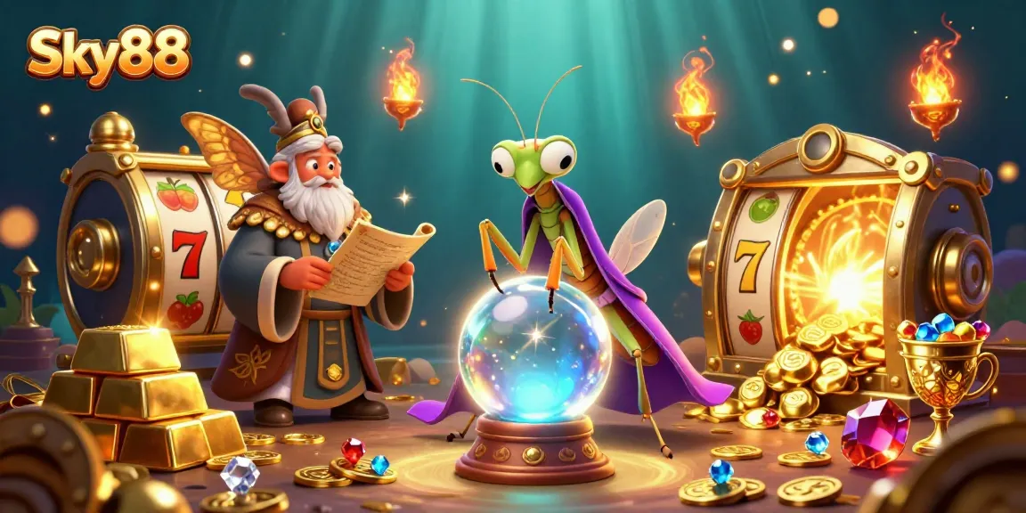 Engage with Sky88's vibrant slot gaming scene filled with treasures and mystical characters.