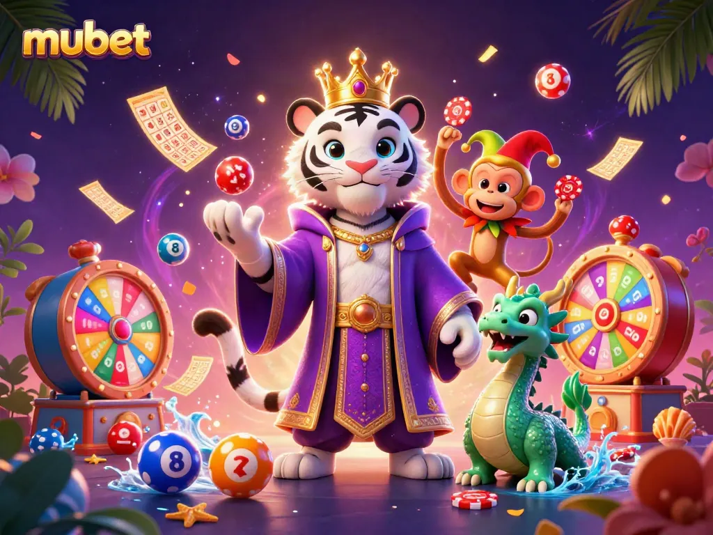 Experience excitement with mubet featuring a dynamic casino scene of vibrant characters and game elements.