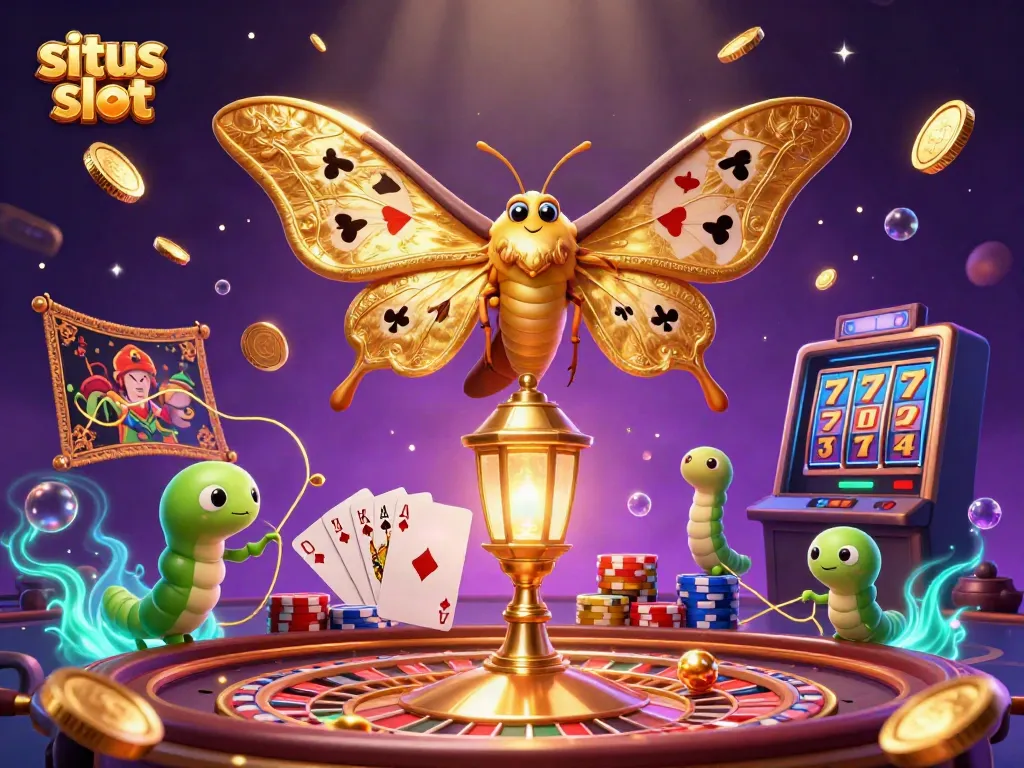 Experience excitement with situs slot games featuring vibrant characters, spinning reels, and cascading coins.