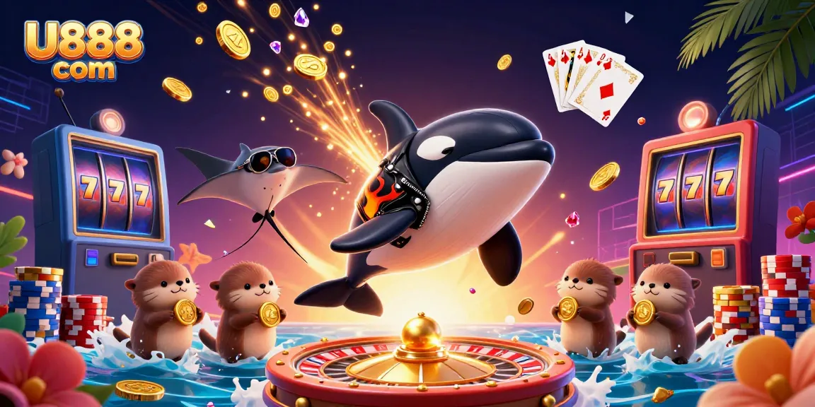 Experience exciting winnings at U888 com with lively sea creatures symbolizing thrilling online gaming.