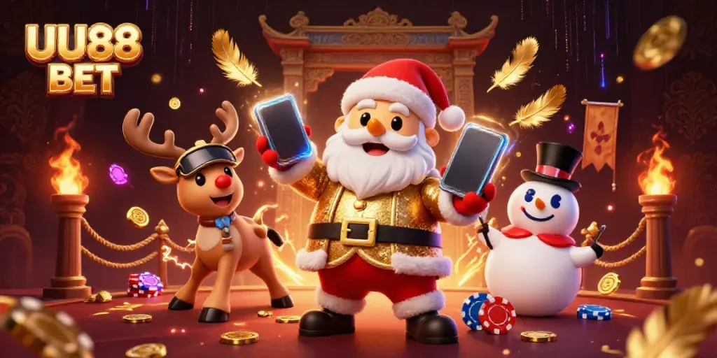 Experience excitement with the UU88 BET illustration showcasing fun gambling characters in a casino setting