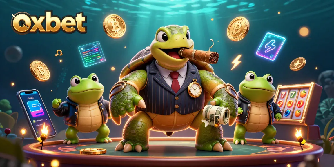 Spin to win with oxbet's vibrant casino scene featuring a snapping turtle and bullfrog enforcers.