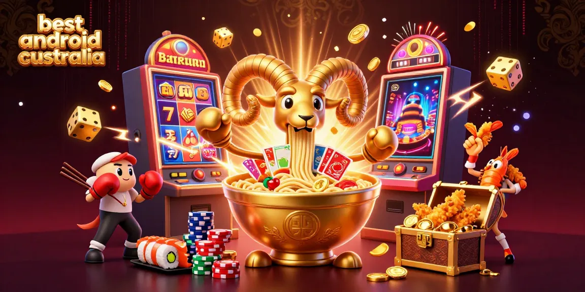 Experience the excitement at the best android casino Australia with a vibrant 3D illustration of gaming fun.