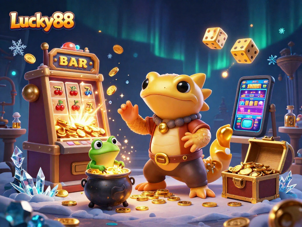 Experience Lucky88's thrilling gameplay with dynamic gold creation and vibrant casino elements