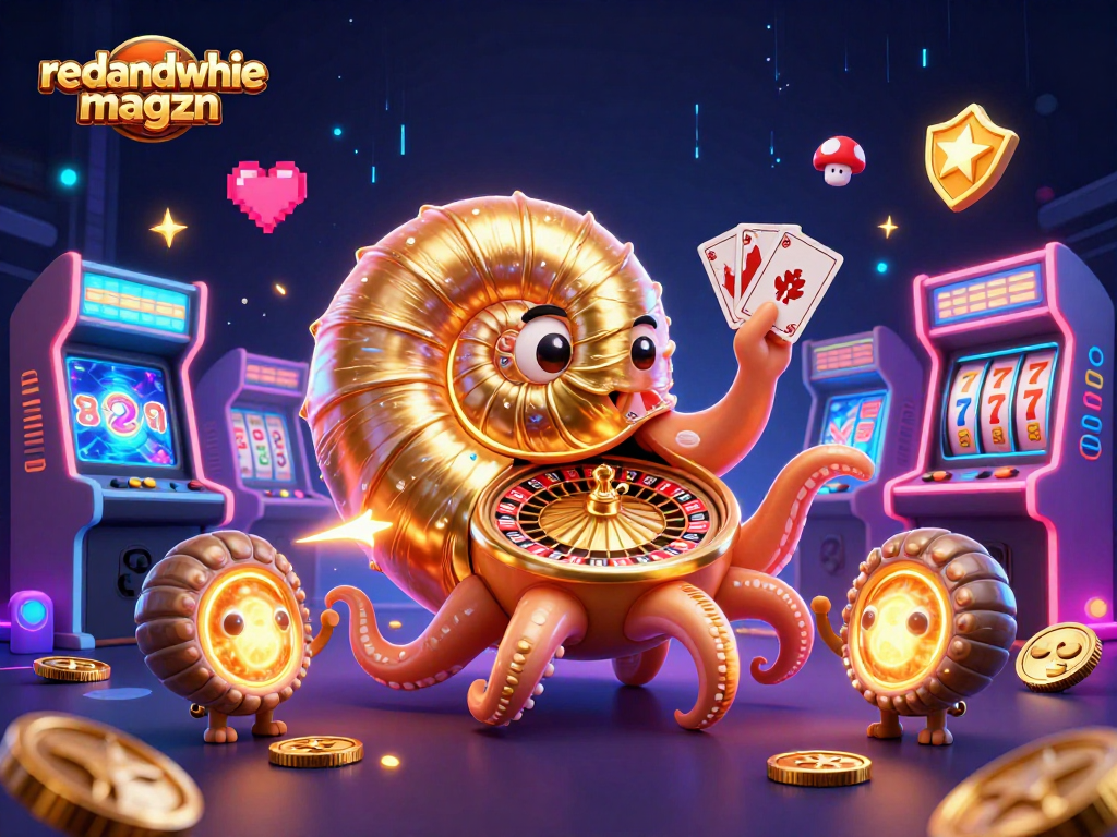 Engage with redandwhitemagzn's vibrant casino illustration showcasing slots and roulette action.