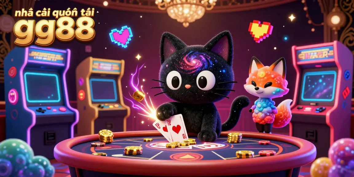 Experience the vibrant world of nhà cái quốc tế gg88 with a cosmic casino scene featuring a black hole cat and a nebula fox.