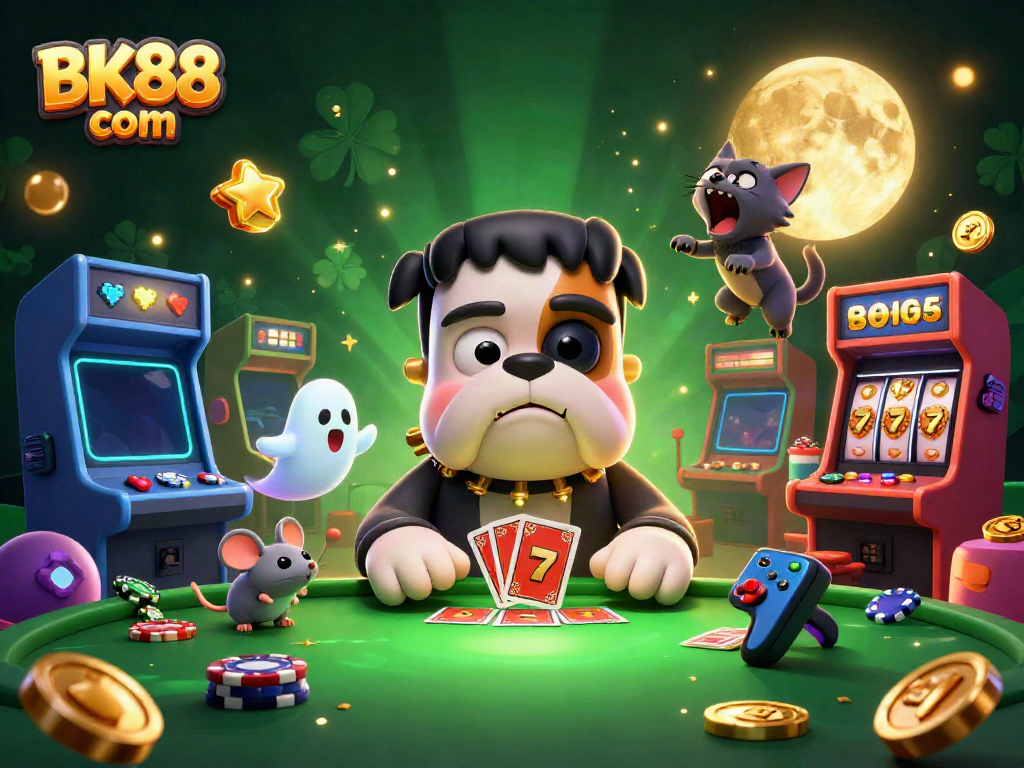 Experience thrilling card games at BK88 com with a lively 3D casino scene filled with excitement.