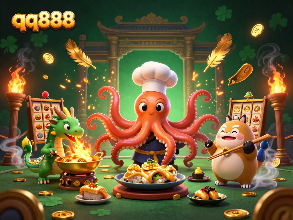 Engage in winning strategies at qq888 with dynamic scenes of gambling elements and vibrant characters.